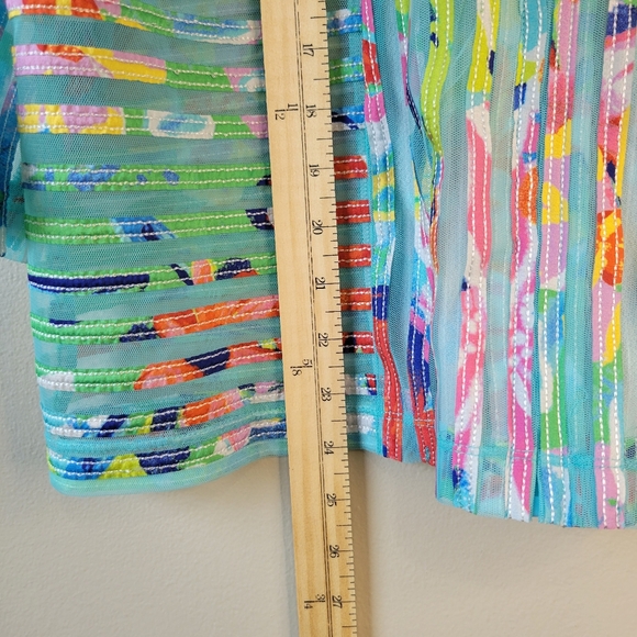 Ali Miles Size PL Sheer Mesh Front Zip Jacket Abstract Multi Color Design - Picture 5 of 12